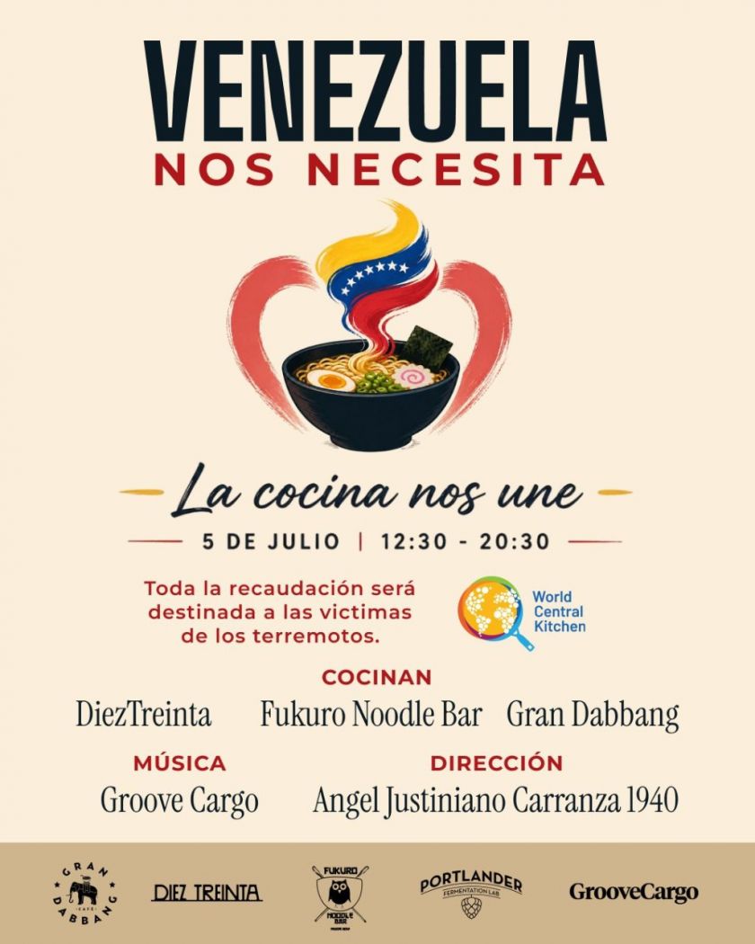 &ldquo;Venezuela nos necesita. La cocina nos une&rdquo;: restaurantes se unen en una jornada solidaria para ayudar a las víctimas de los terremotos.